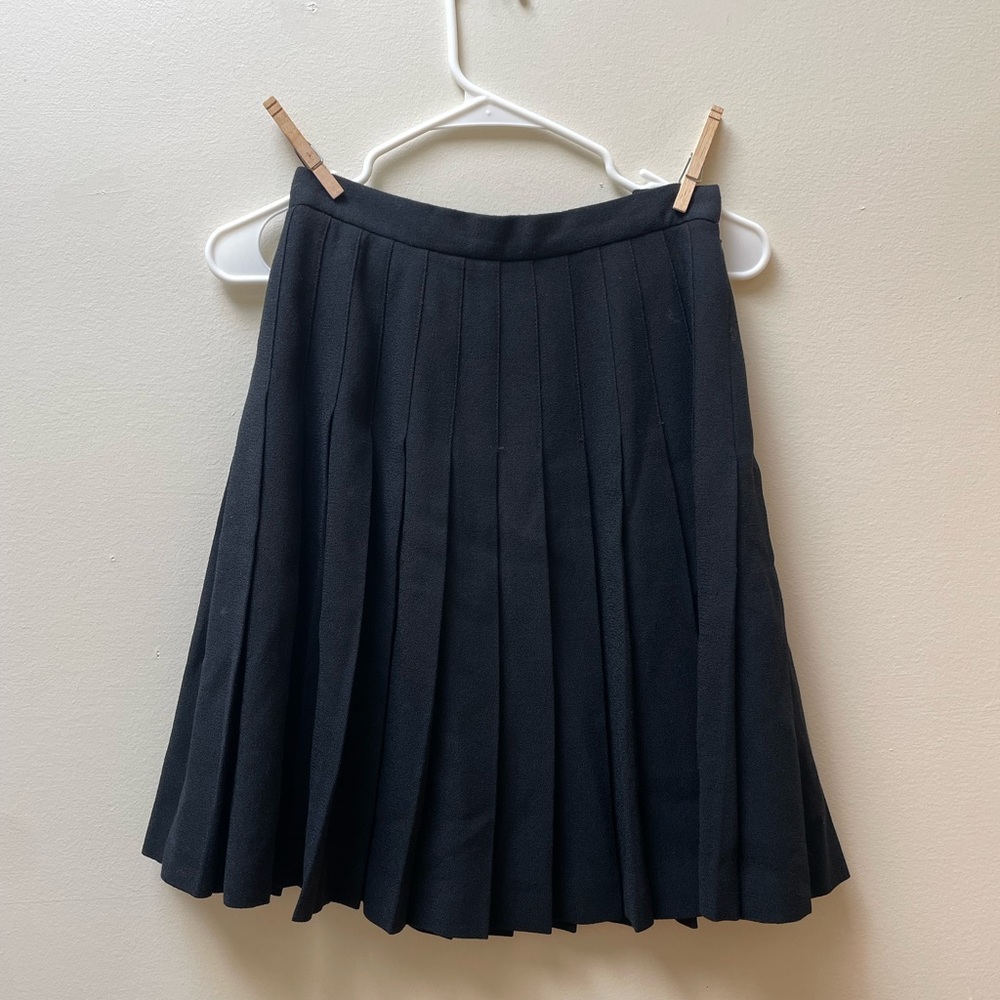 Vintage Talbots Pleated Black Wool Skirt